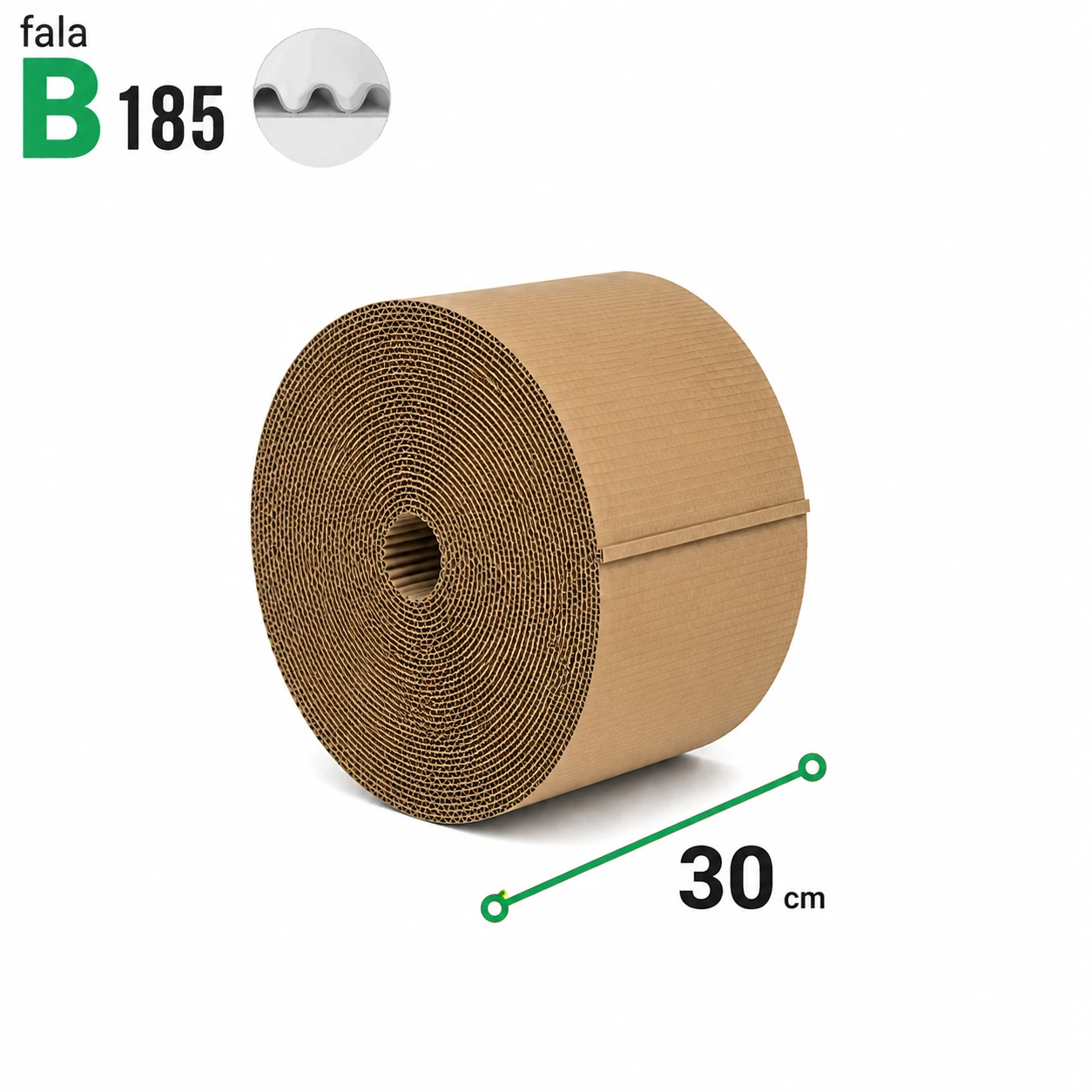 Tektura falista w rolce 30 cm × 100 mb – 2-warstwowa, fala B, 185 g/m² 