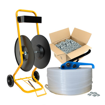 Odwijacz do taśmy PP + taśma 16 mm + Napinacz