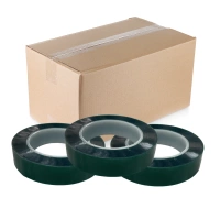 Taśma Wysokotemperaturowa Zielona PET  szerokość 25 mm / 66 mb. Karton 24 sztuki.