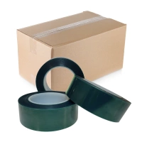 Taśma lakiernicza wysokotemperaturowa zielona PET 50 mm x 66 mb / 15 sztuk w kartonie 